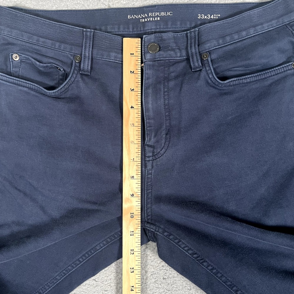 Banana Republic Jeans Mens 33x33 Blue Traveler Slim Straight Casual Preppy Logo - Picture 6 of 11